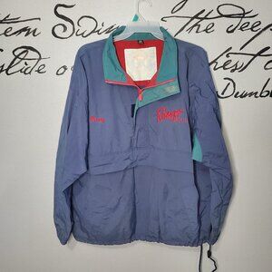Vintage Gear For Sports Blue Pull Over Jacket 1/4 Zip Pockets Windbreaker
